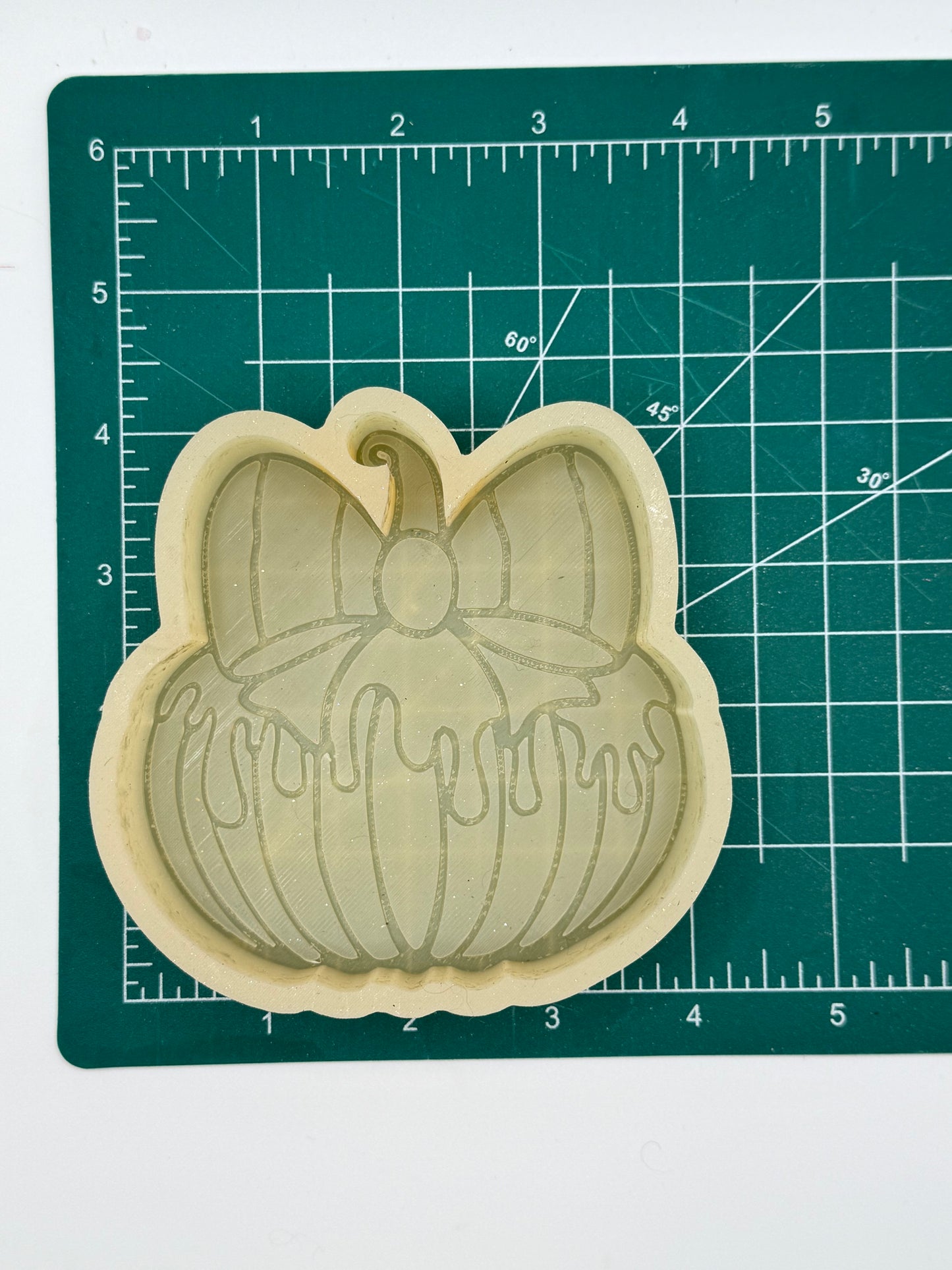 Striped Drip Pumpkin with Bow Freshie Mold | Silicone Freshie Mold