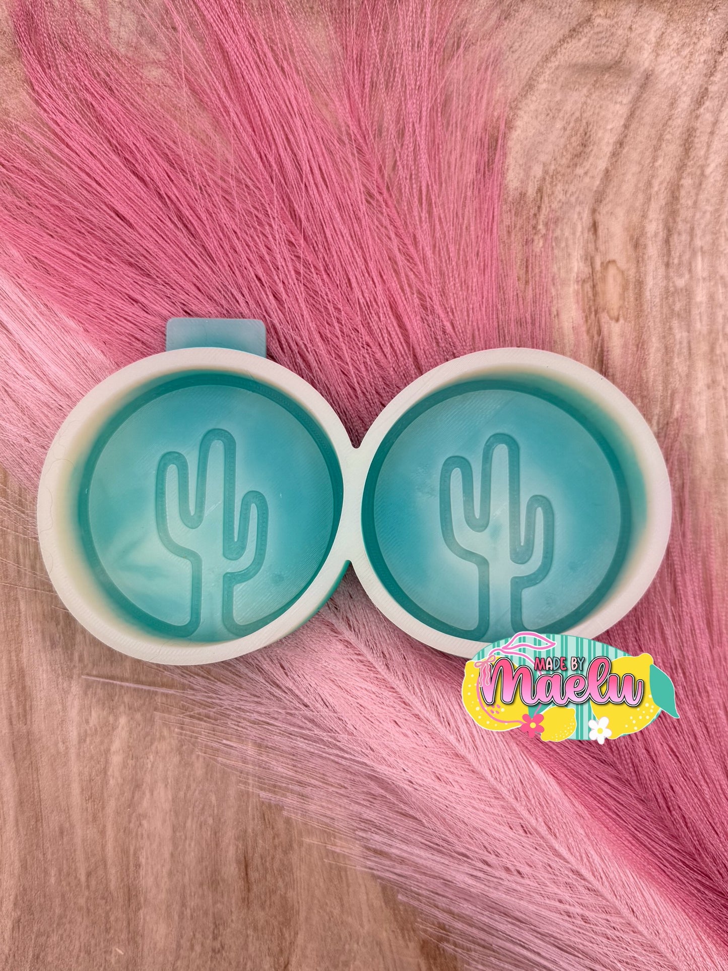 Neon Cactus Round Vent Clip Freshie Mold | silicone freshie mold