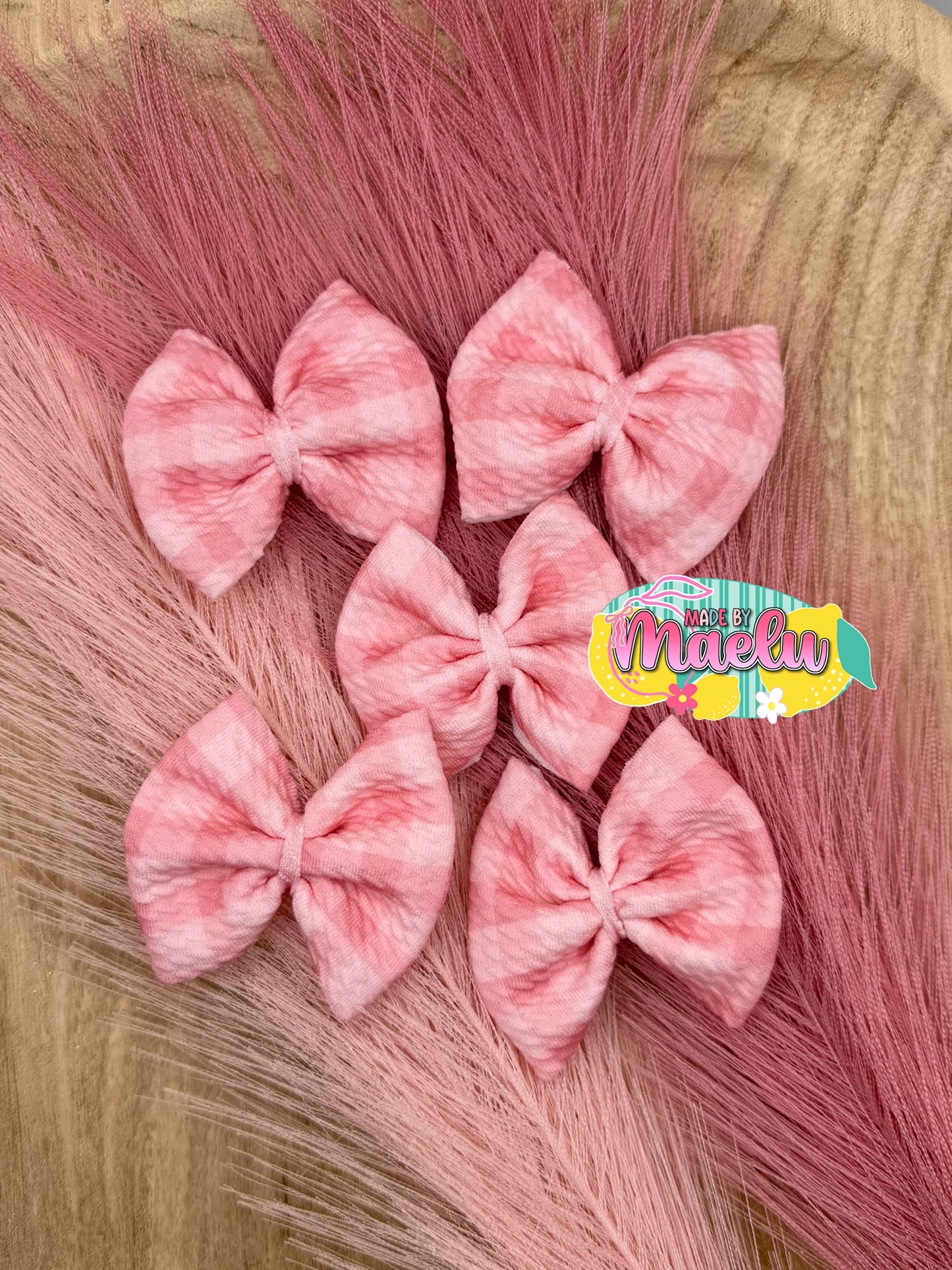Pink Gingham Plaid Freshie Bows