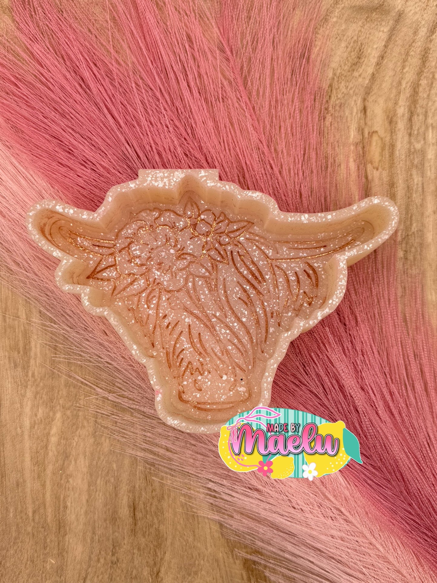 Floral Highland Cow Freshie Mold | Silicone Freshie Mold