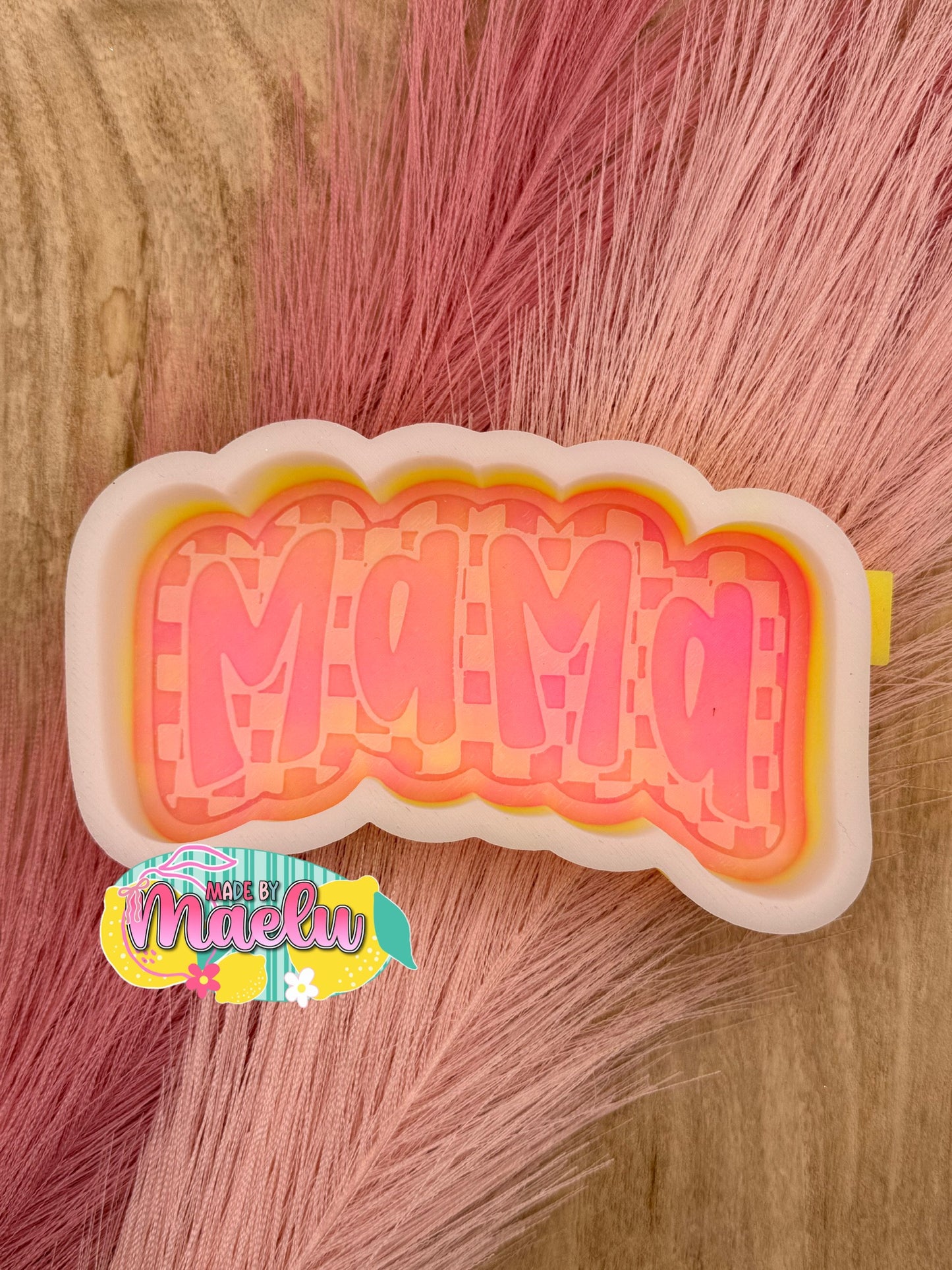 Checkered Handwritten Mama Freshie Mold | silicone freshie mold