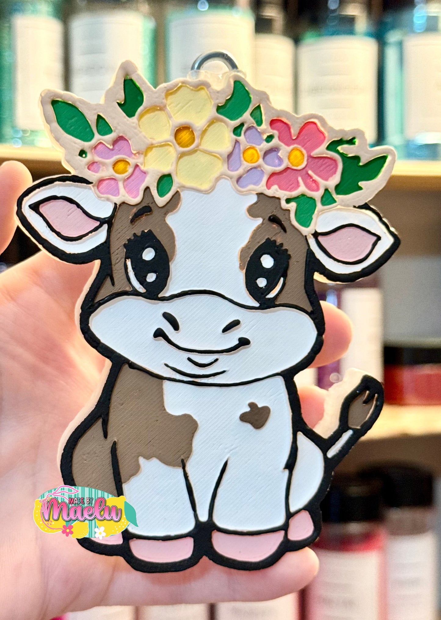 Cute Cow with Flowers Freshie Mold | silicone freshie mold