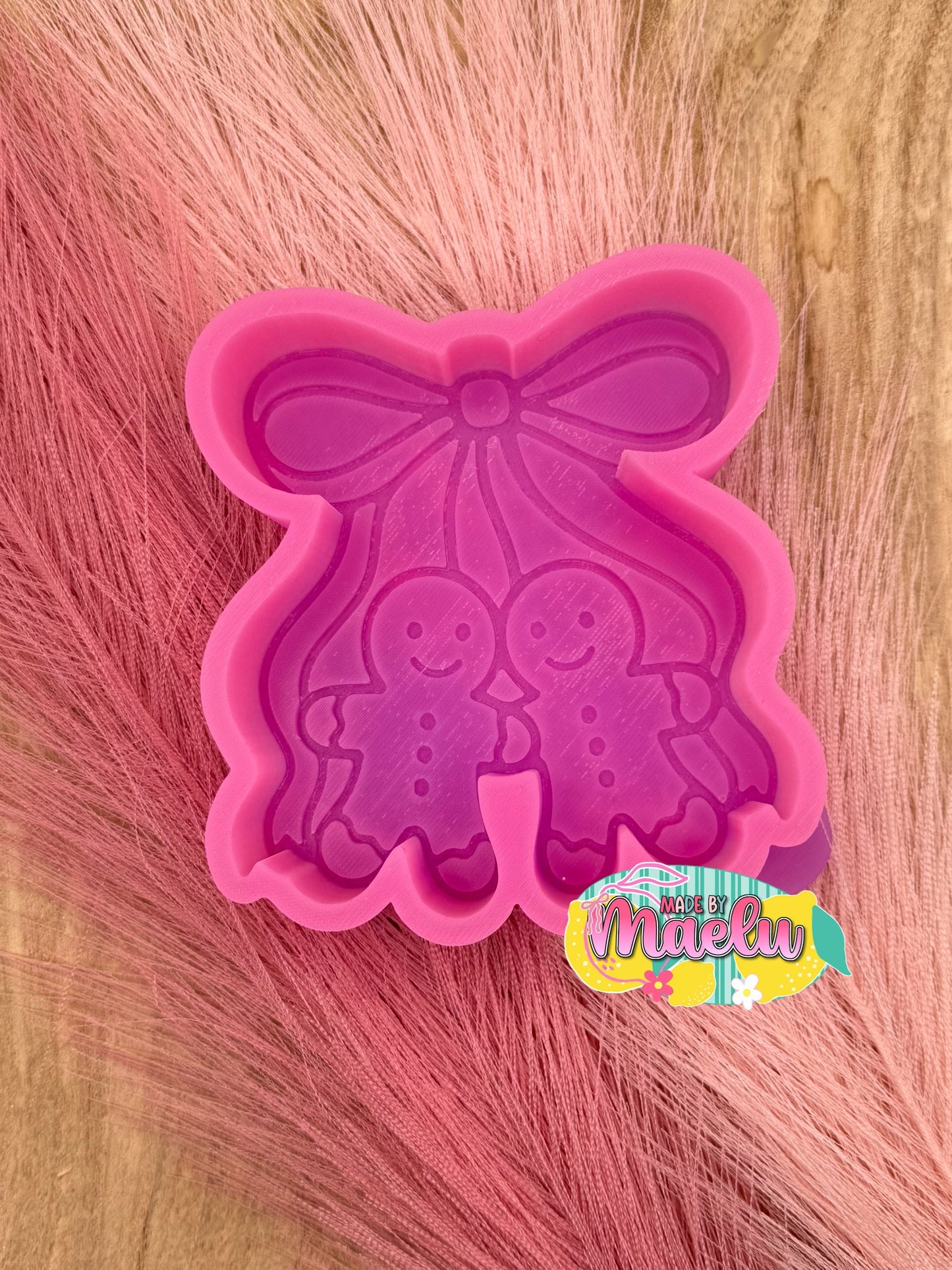 Gingerbread Cherries with Bow Freshie Mold | silicone freshie mold