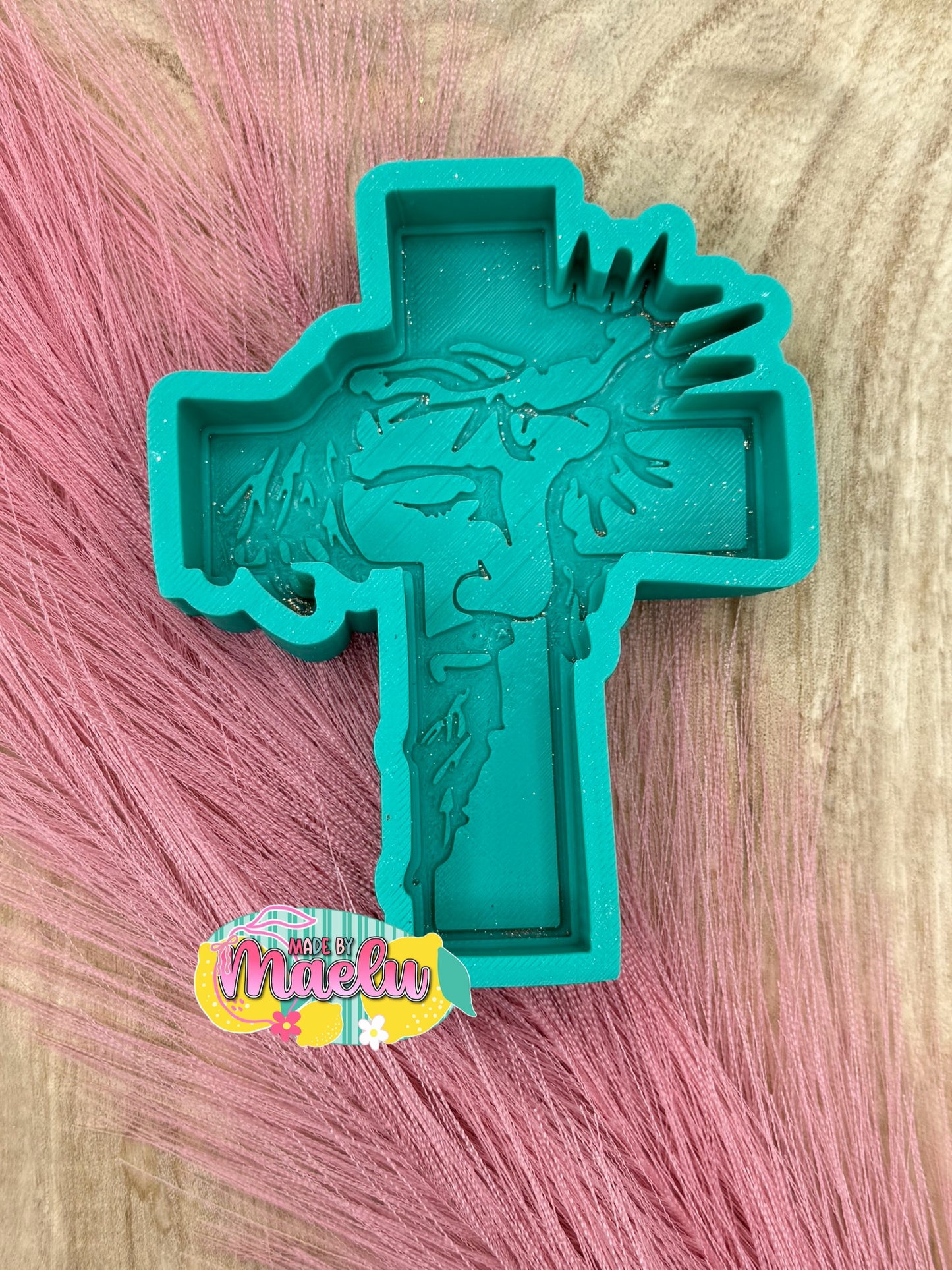 Cross with Jesus Face Freshie Mold | Silicone Freshie Mold