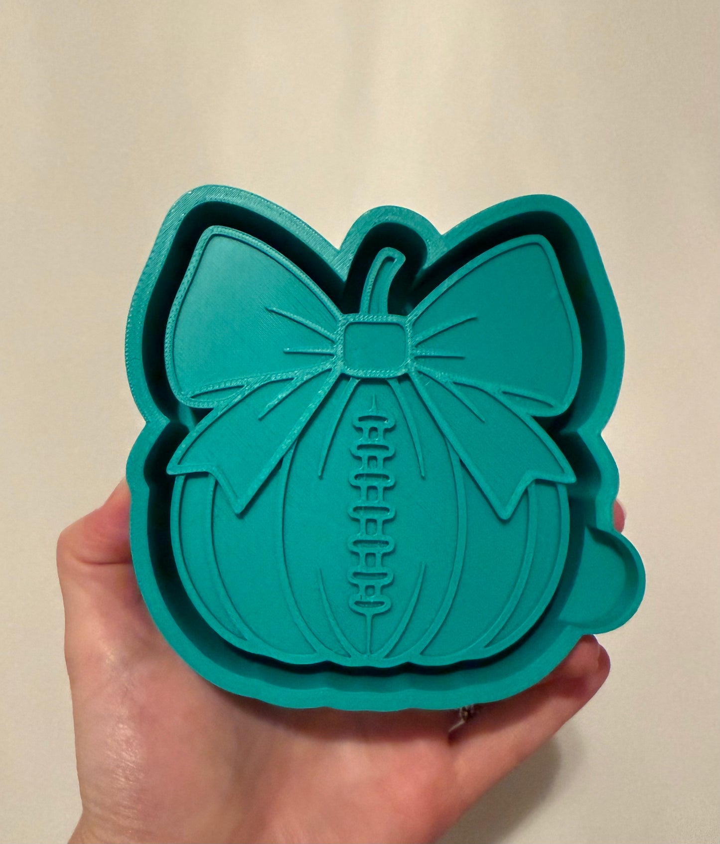 Football Pumpkin with Bow freshie mold | silicone freshie mold