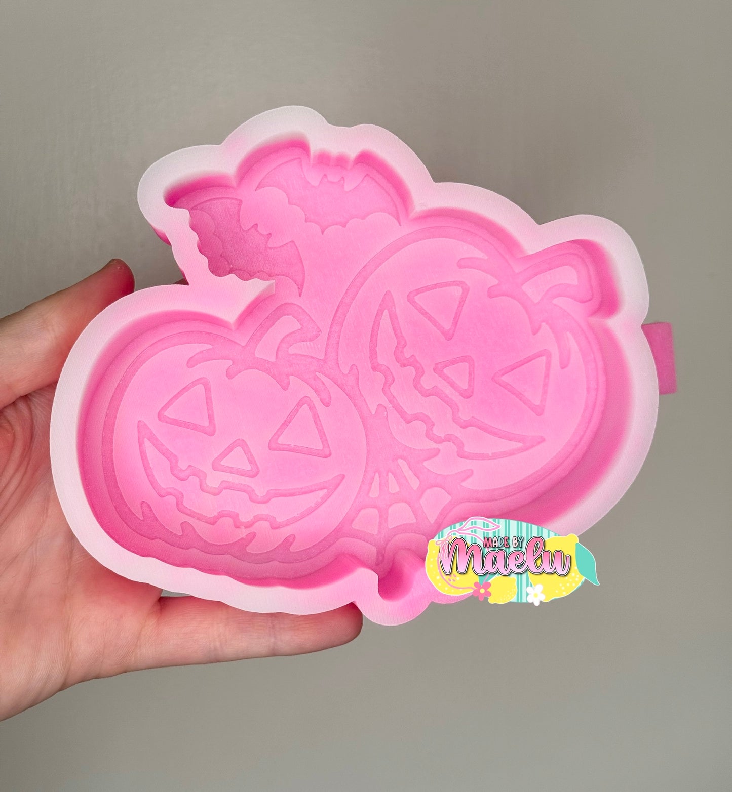 Pumpkins with Bats and Web freshie mold | silicone freshie mold
