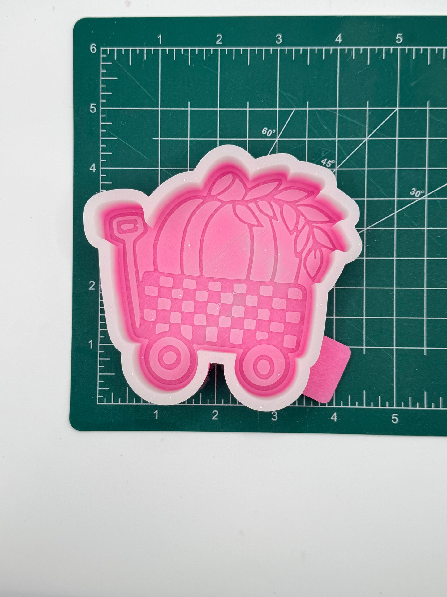 Pumpkin in Checkered Wagon Freshie Mold | silicone freshie mold