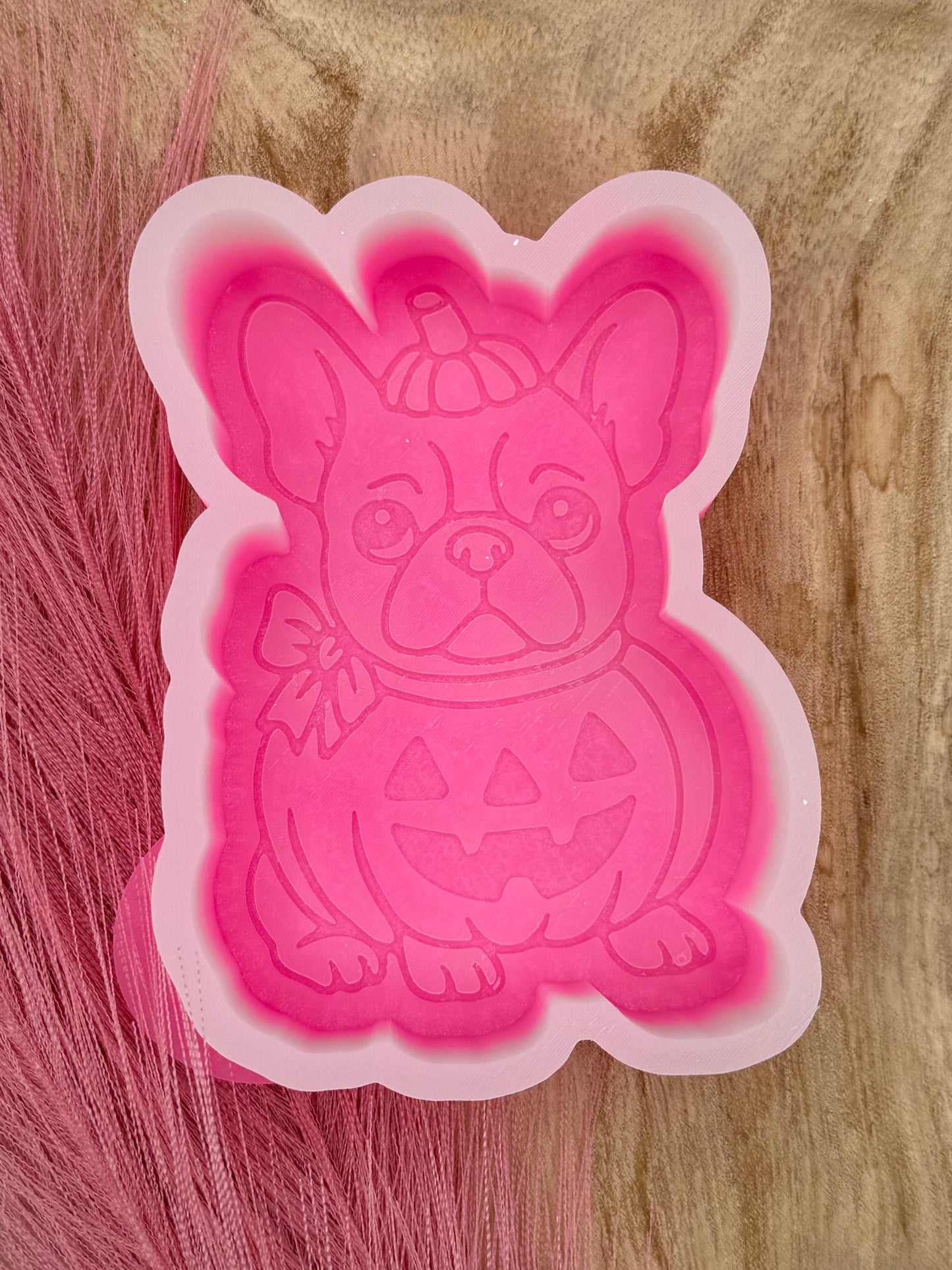 Frenchie in a Pumpkin freshie mold | silicone freshie mold