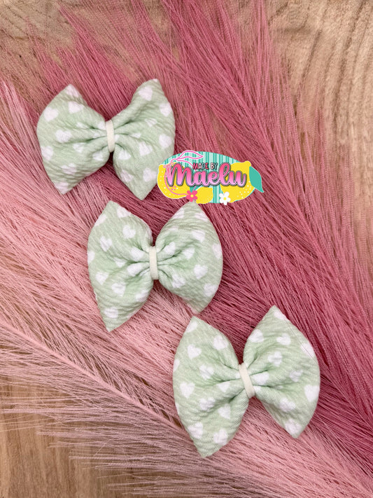 Aqua with White Hearts | Freshie Bows