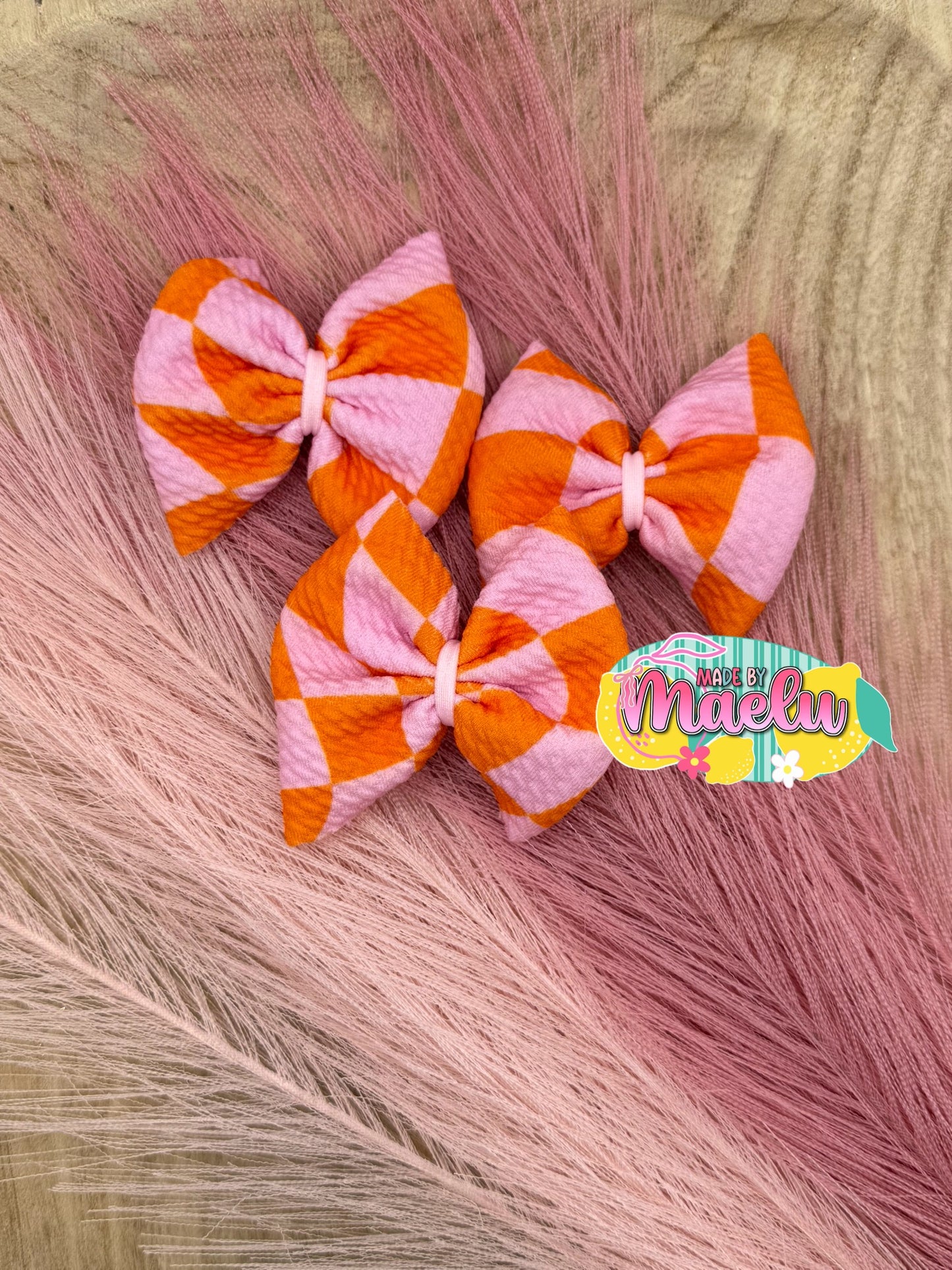 Pink and Orange Checkered | Freshie Bows