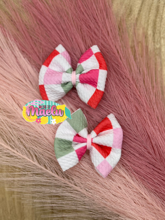 Pink, Orange, Green Checkered | Freshie Bows