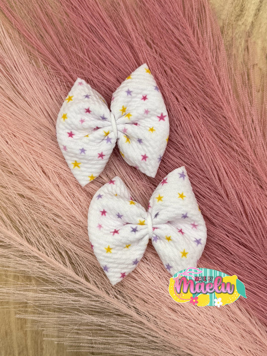 White with Multi-Colored Stars | Freshie Bows