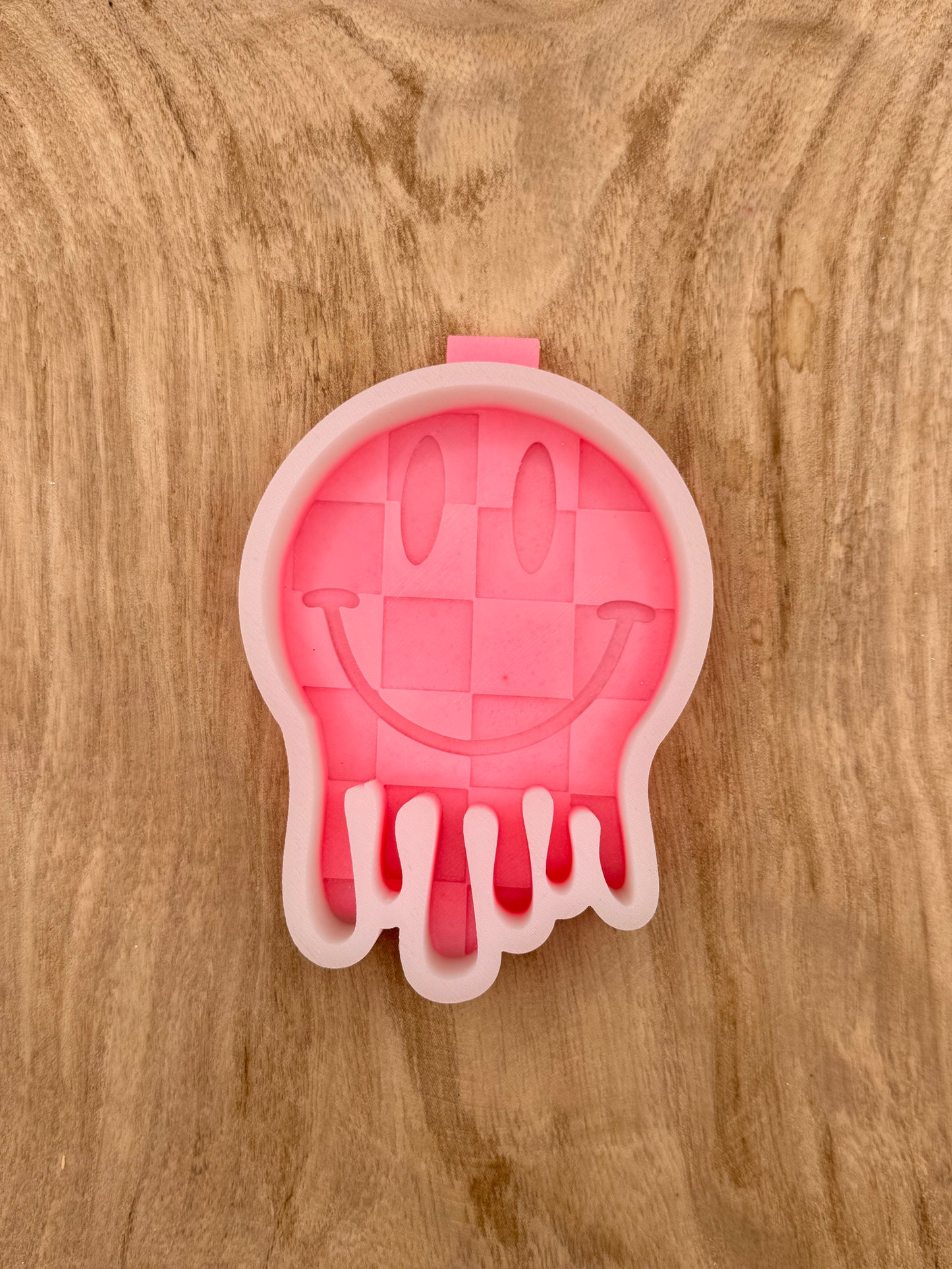 Checkered Drip Smiley (Overstock) Freshie Mold | silicone freshie mold