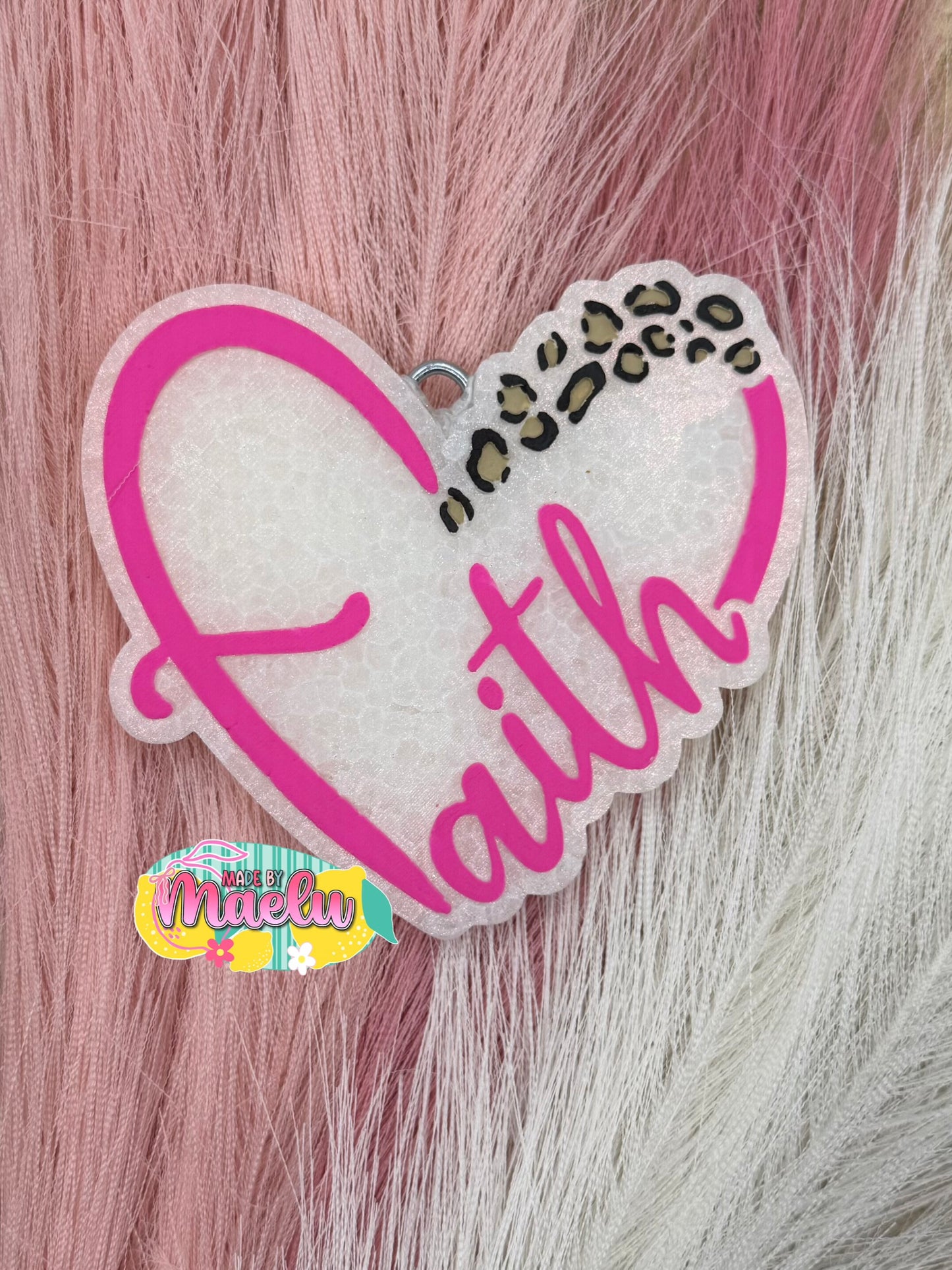 Faith Heart with Leopard Print Freshie Mold | Silicone Freshie Mold | 419