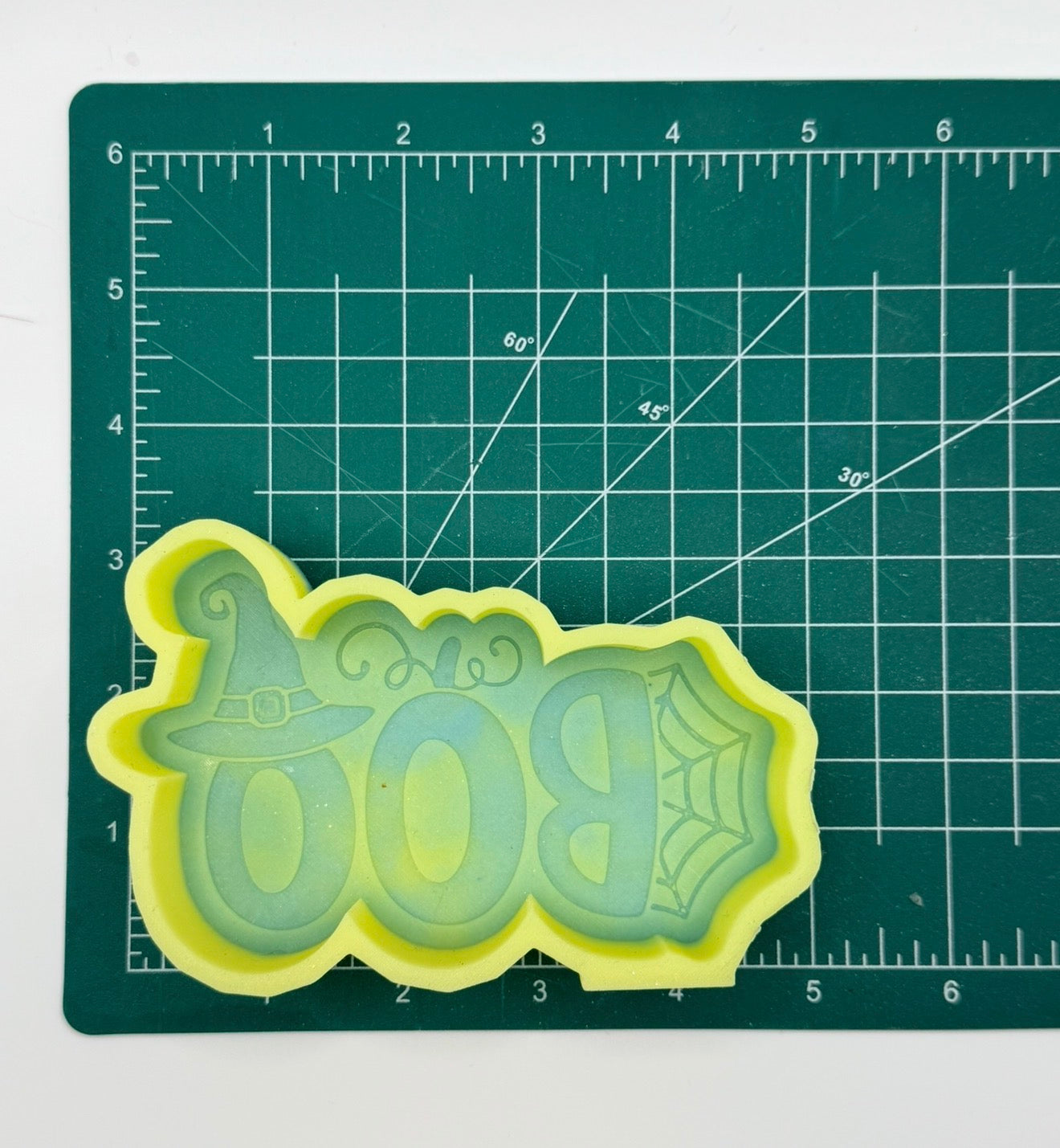 Boo with Web and Witch Hat freshie mold | silicone freshie mold | F124
