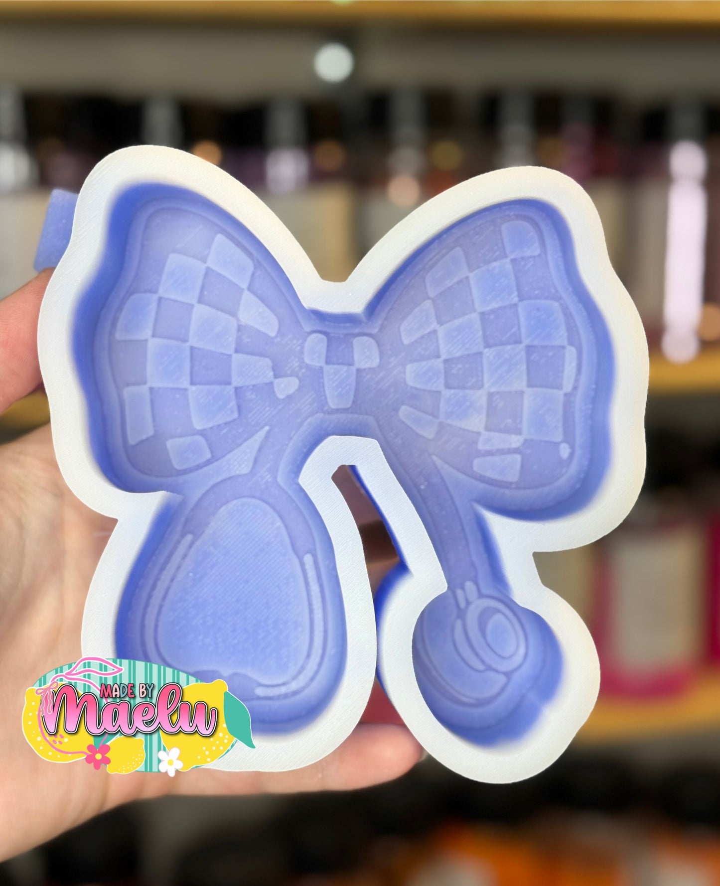 Checkered Bow Stethoscope Freshie Mold | silicone freshie mold