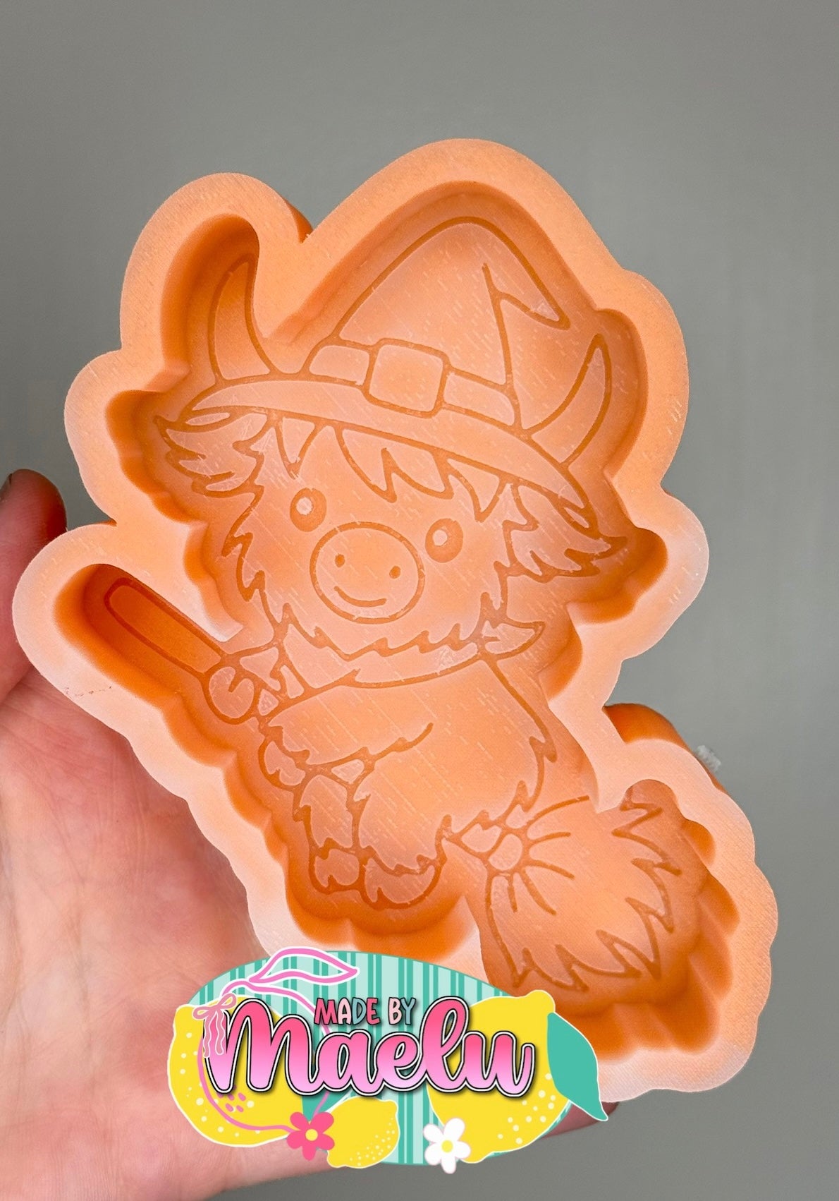 Witchy Highland Cow freshie mold | silicone freshie mold