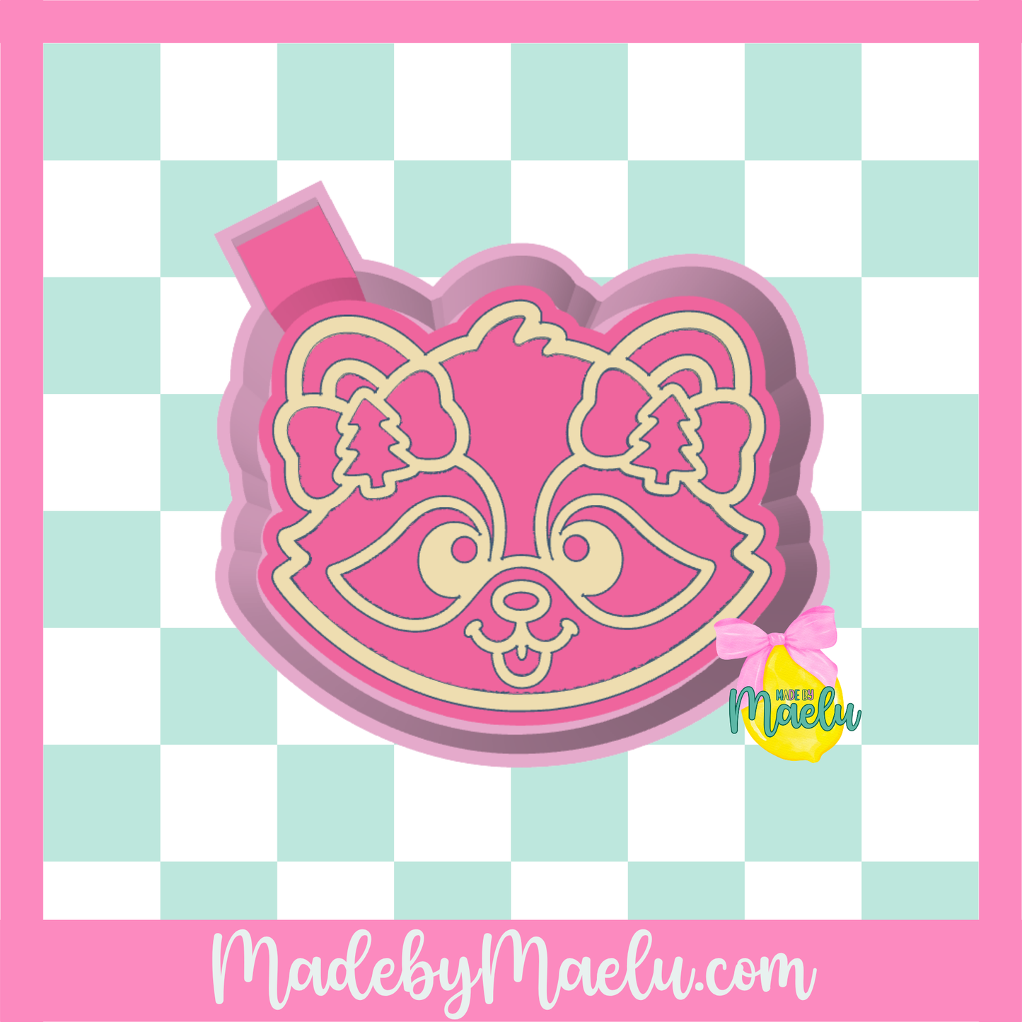 Raccoon with Christmas Tree Bows Freshie Mold | silicone freshie mold | C177