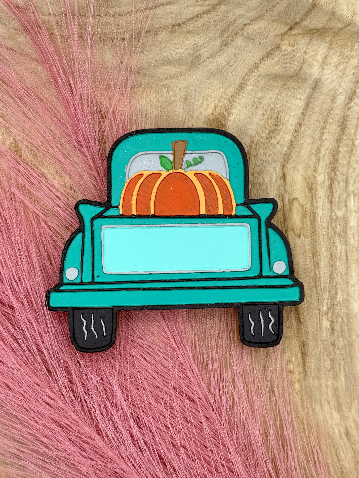 Pumpkin with Truck Bow freshie mold | silicone freshie mold | F135