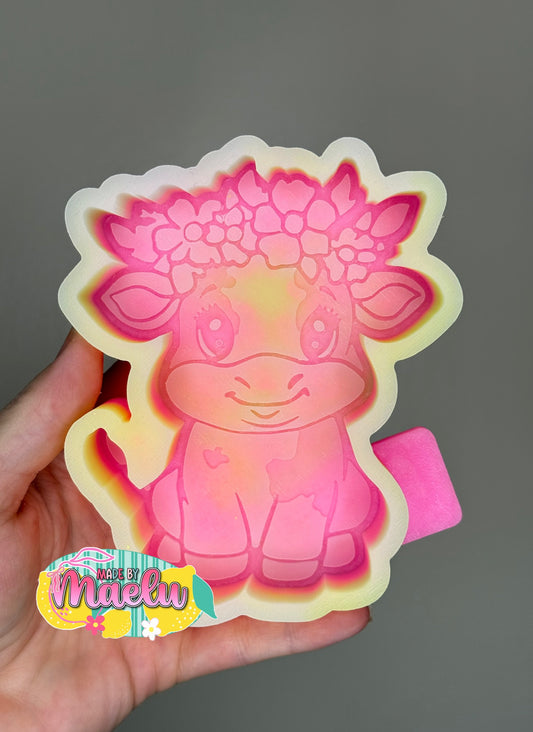 Cute Cow with Flowers Freshie Mold | silicone freshie mold