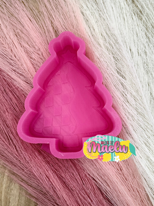 Half Checkered Christmas Tree Freshie Mold | Silicone Freshie Mold