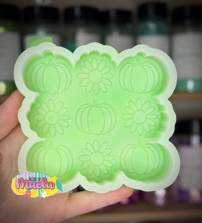 Pumpkin Daisy Grid freshie mold | silicone freshie mold