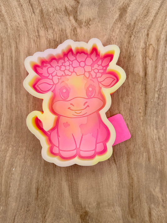 Cute Cow with Flower Headband (Overstock) Freshie Mold | silicone freshie mold