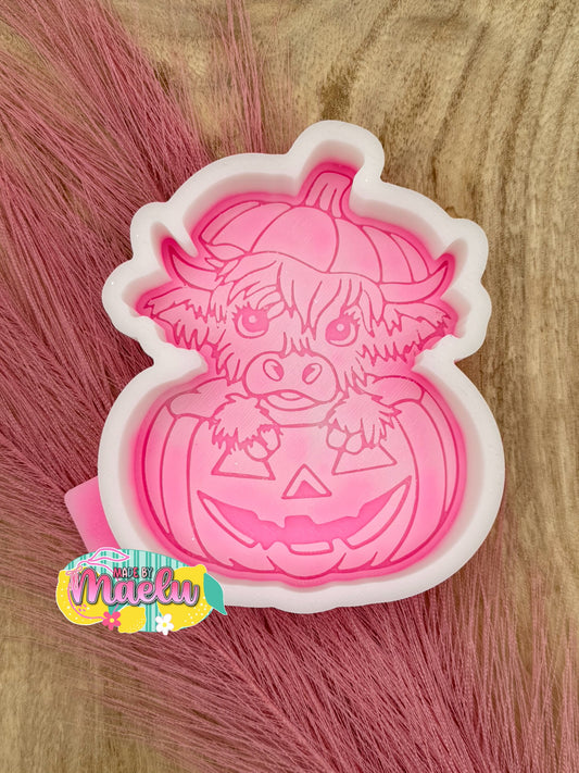Highland Cow in Pumpkin Freshie Mold | silicone freshie mold