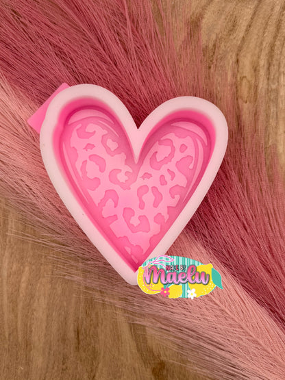 Leopard Print Heart Freshie Mold | Silicone Freshie Mold