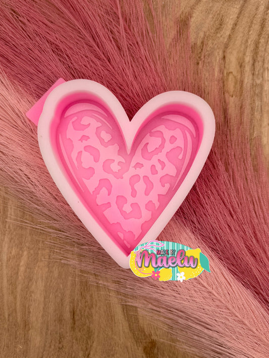 Leopard Print Heart Freshie Mold | Silicone Freshie Mold