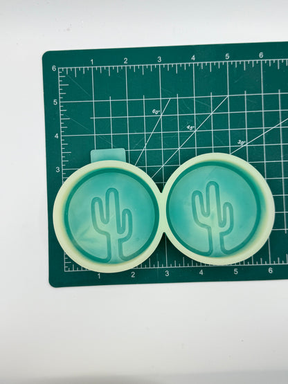 Neon Cactus Round Vent Clip Freshie Mold | silicone freshie mold
