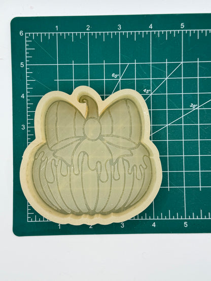 Striped Drip Pumpkin with Bow  Freshie Mold | Silicone Freshie Mold