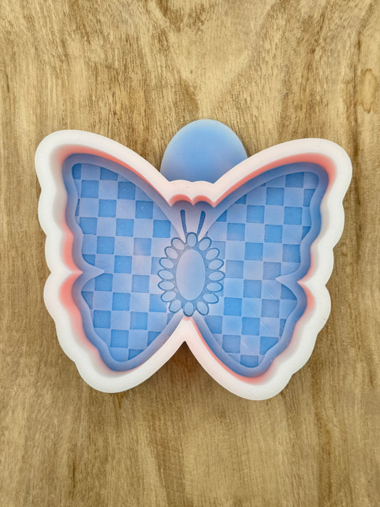 Concho Checkered Butterfly(Overstock) Freshie Mold | silicone freshie mold