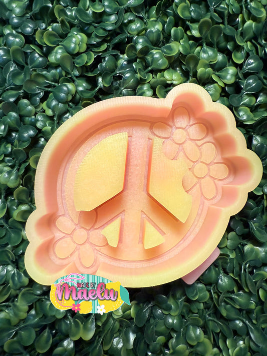 Peace Sign with Flowers Freshie Mold | Silicone Freshie Mold