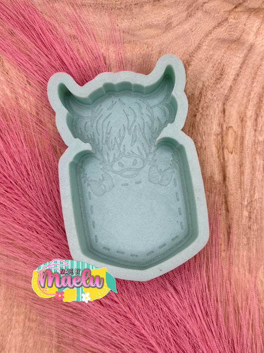 Highland Cow in a Pocket Freshie Mold | silicone freshie mold
