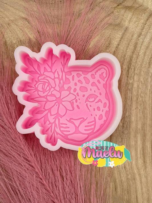 Leopard with Flowers Freshie Mold | Silicone Freshie Mold