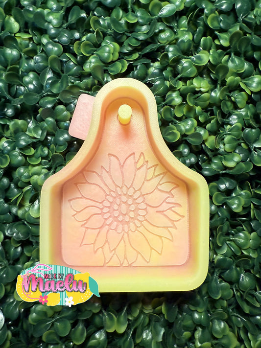 Sunflower Cow Tag Freshie Mold | Silicone Freshie Mold