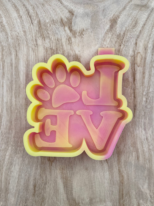 LOVE with Paw Print (Overstock) Freshie Mold | silicone freshie mold