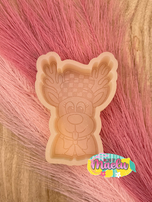 Reindeer in Toboggan Freshie Mold | silicone freshie mold