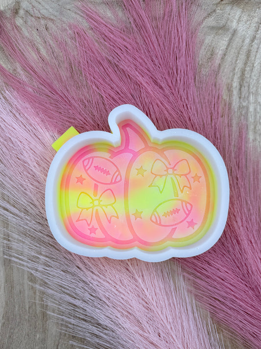 Pumpkin with Footballs and Bows freshie mold | silicone freshie mold