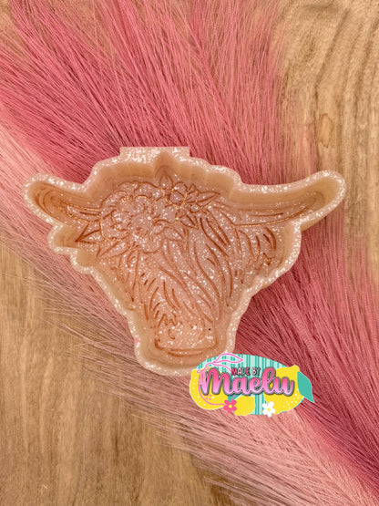 Floral Highland Cow Freshie Mold | Silicone Freshie Mold