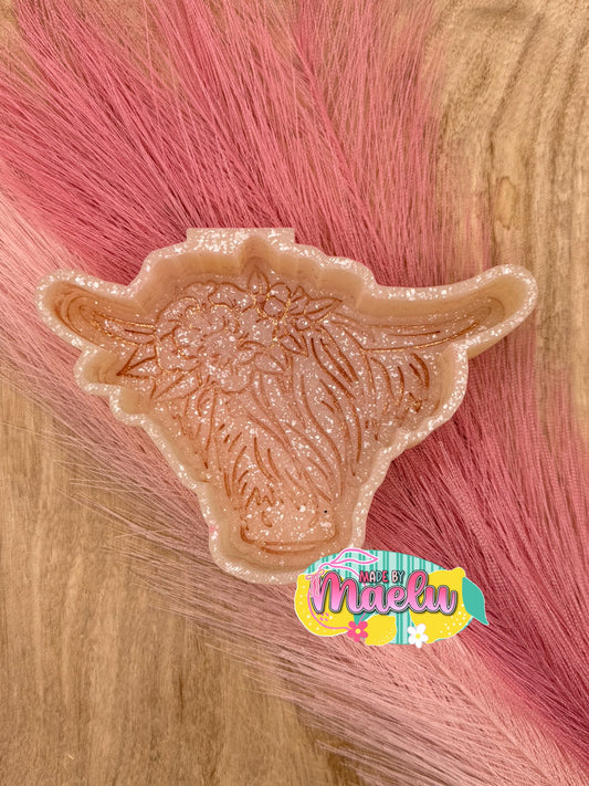 Floral Highland Cow Freshie Mold | Silicone Freshie Mold