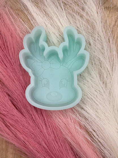 Reindeer Girl with Bow Freshie Mold | silicone freshie mold