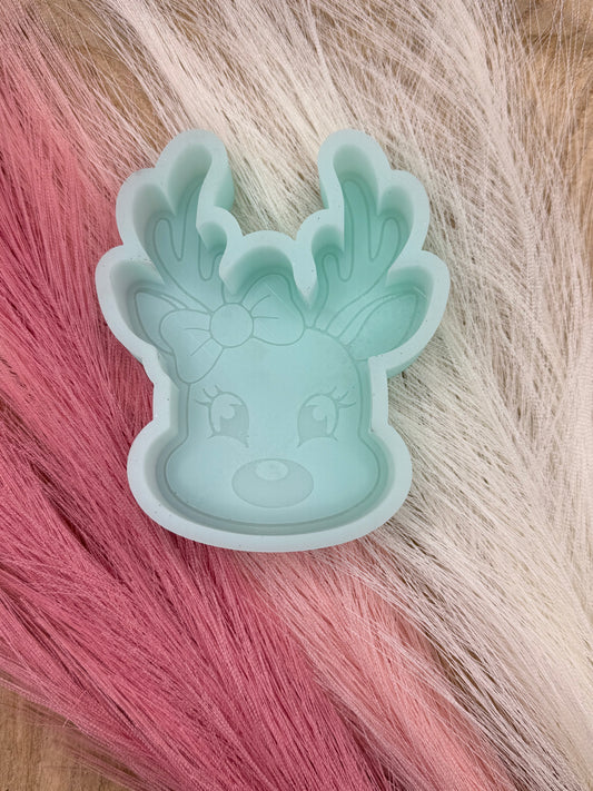 Reindeer Girl with Bow Freshie Mold | silicone freshie mold
