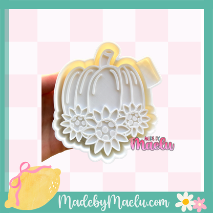 Pumpkin with Polka Dot Sunflowers freshie mold | silicone freshie mold | F146