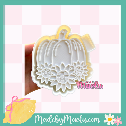 Pumpkin with Polka Dot Sunflowers freshie mold | silicone freshie mold | F146