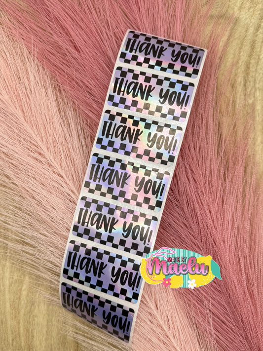 Thank You Checkered Thermal Labels