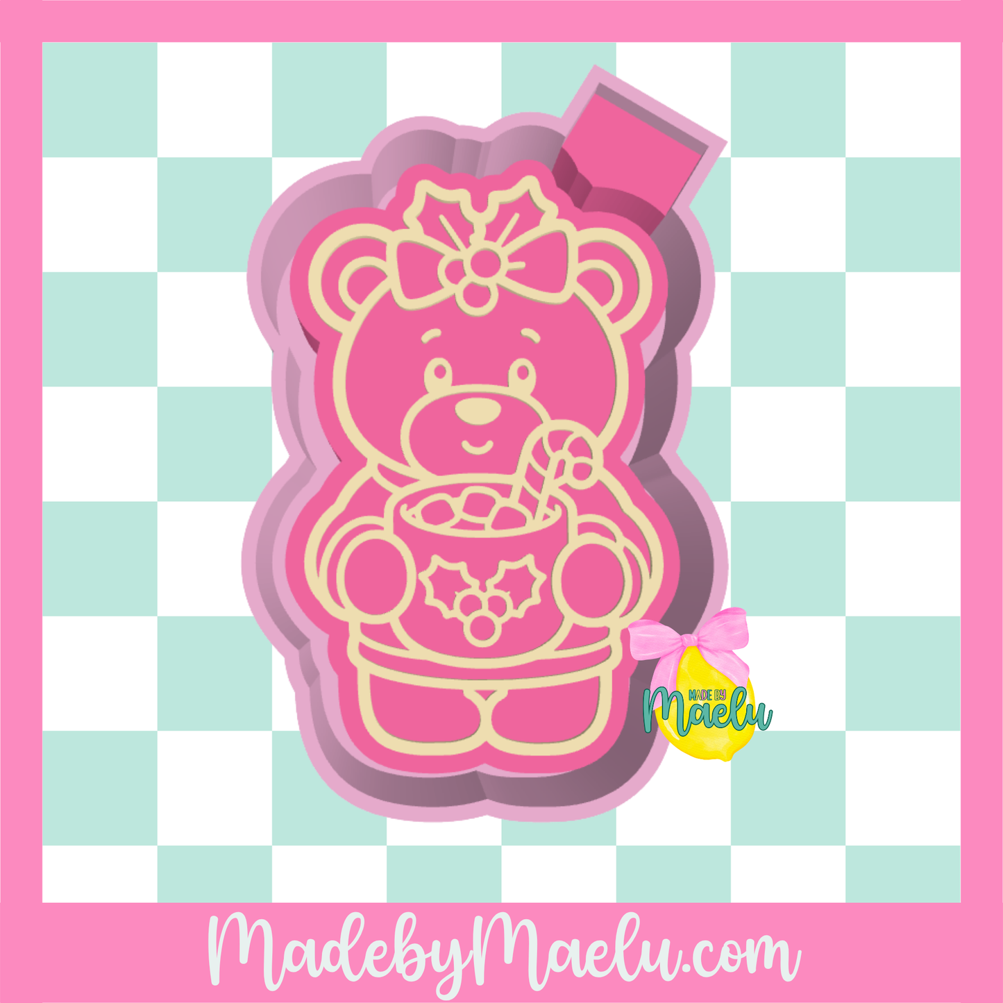 Christmas Bear Hot Cocoa Freshie Mold | silicone freshie mold | C179