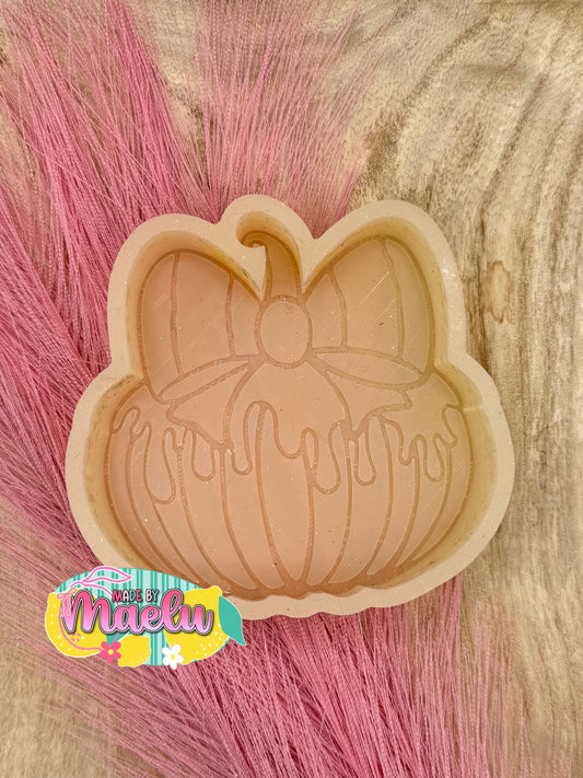 Striped Drip Pumpkin with Bow  Freshie Mold | Silicone Freshie Mold