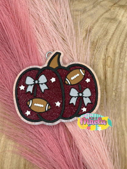 Pumpkin with Footballs and Bows freshie mold | silicone freshie mold